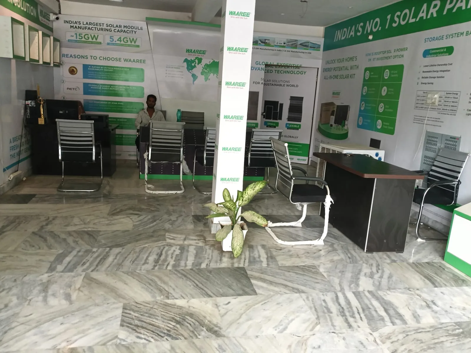 Inside IDS Enterprises Waaree solar office and customer consultation centre in Bhadohi